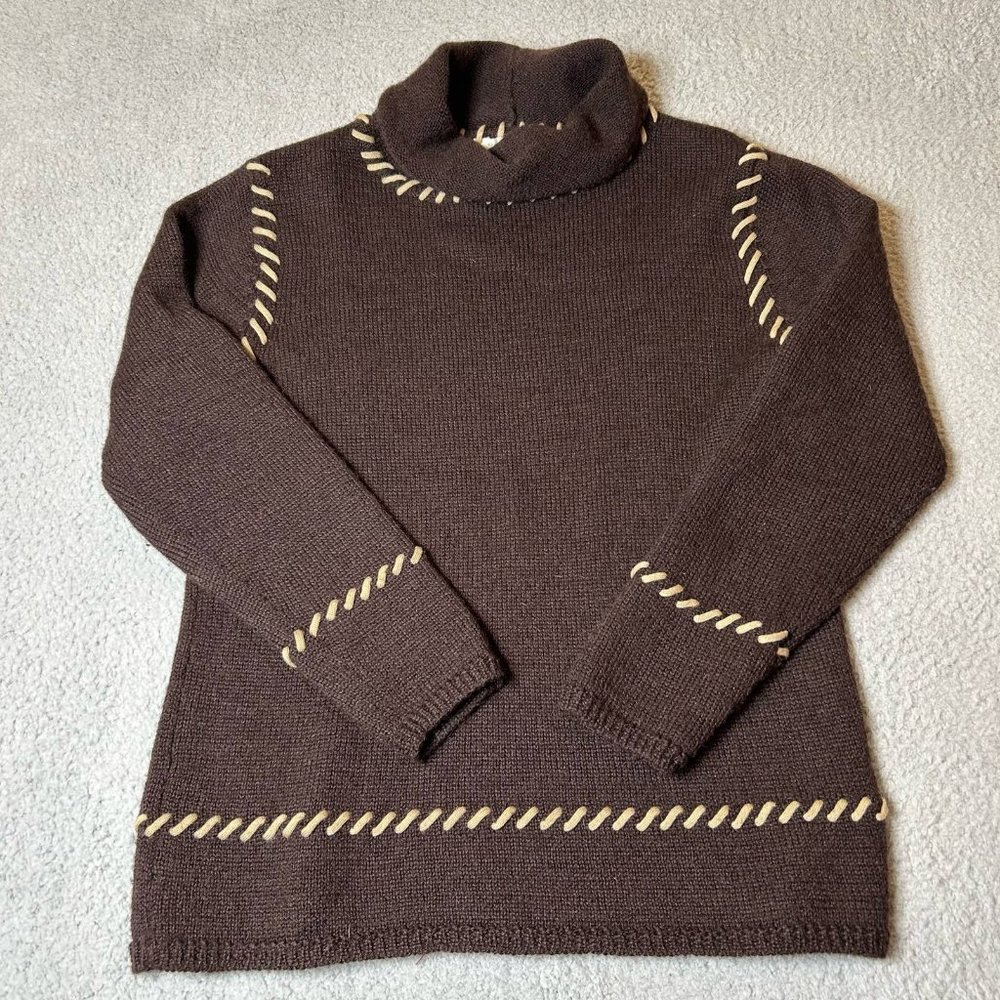 Outfit JPR Sweater Womens M Brown 100% Wool Cowl Neck Long Sleeve Crochet